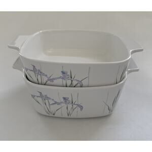 VINTAGE 2 Corning Ware Shadow Iris Casserole Dish A-1-B NO Lid 1 & 1.5 Liter MCM